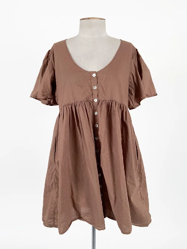 Nunui | Brown Casual Dress | Size 8 Smocked mini dresses