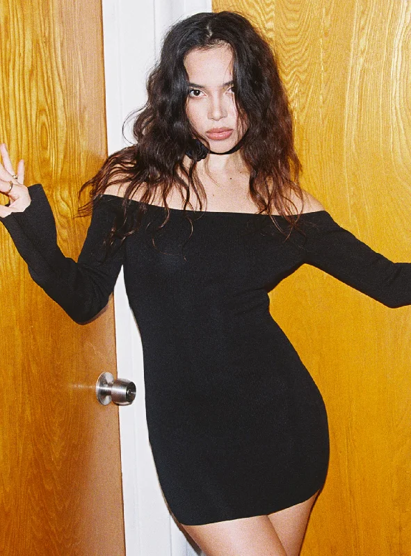 Parisa Long Sleeve Mini Dress Black Petite Best mini dresses for formal events