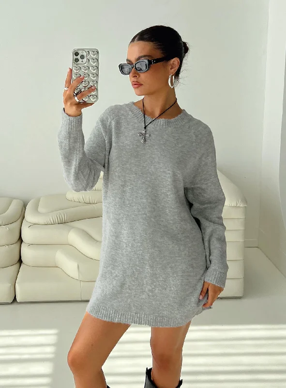 Prewitt Sweater Mini Dress Grey PrettyLittleThing mini dresses