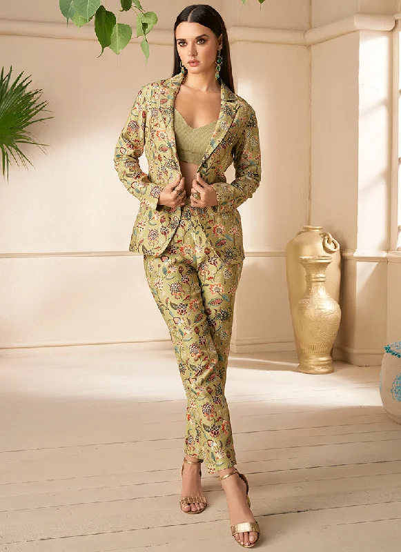 Light Green Digital Print And Handwork Embellished Co-Ord Set Sleek Wedding Dress