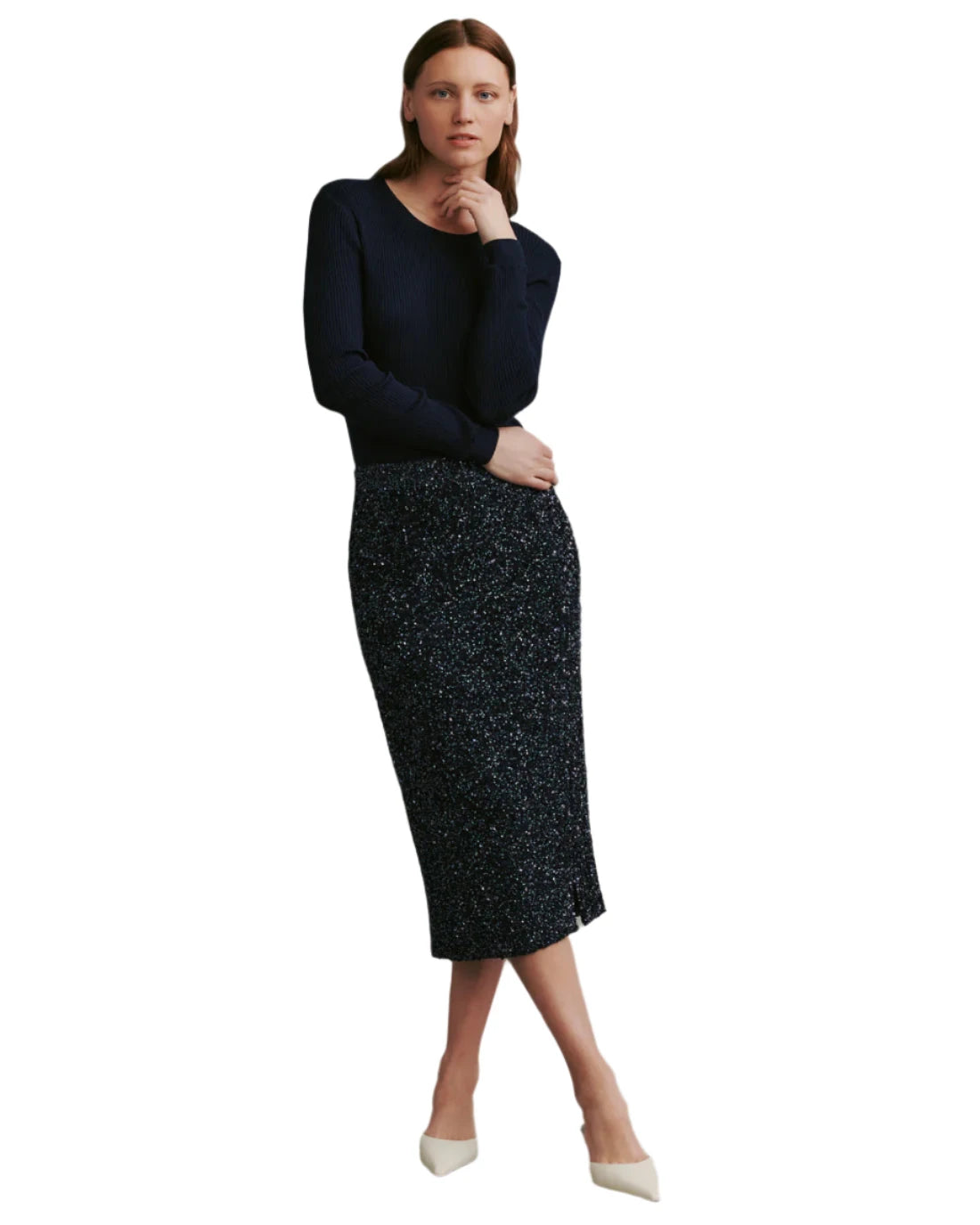 Sequined Paltrow Skirt in Midnight Metallic unclassified skirts