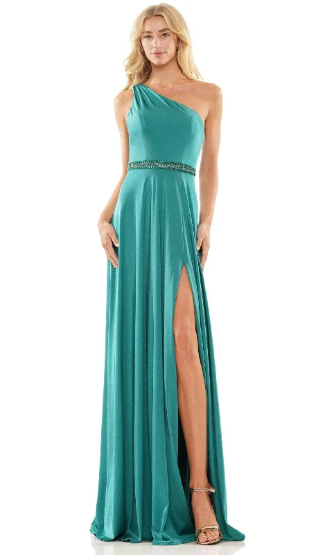 Colors Dress 2879 - One Sleeve A-Line Prom Gown Plus size party dresses