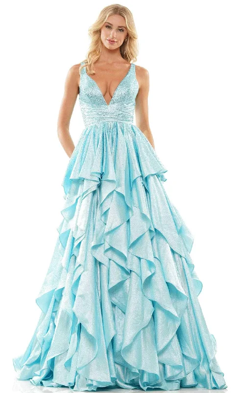 Colors Dress 2890 - Beaded Ruffle-Wavy A-line Gown Flattering party dresses for all body types Colors Dress 2890 - Beaded Ruffle-Wavy A-line Gown Flattering party dresses for all body types