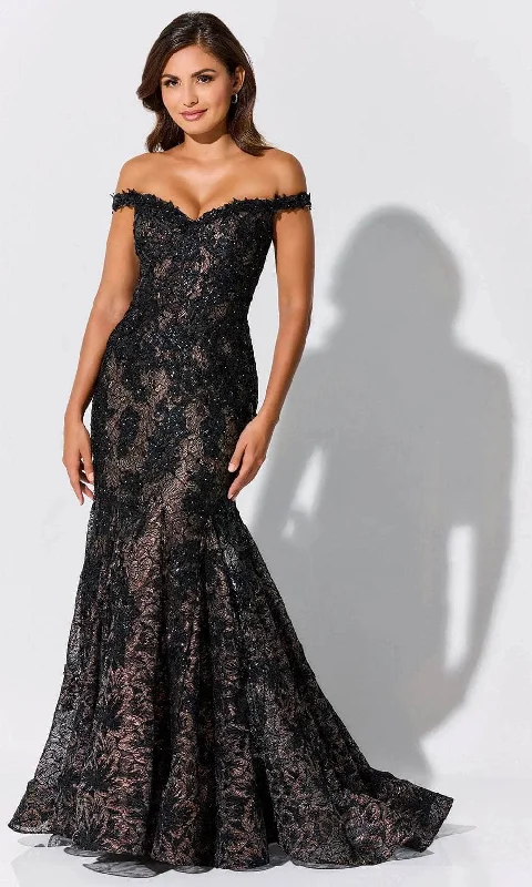 Ivonne D ID323 - Sequin Embellished Lace Appliques Prom Gown Stretchy party dresses