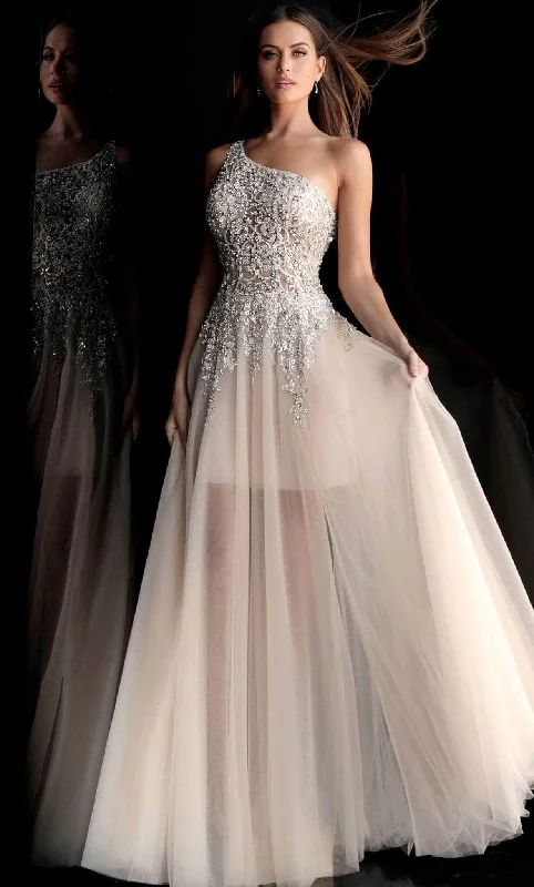 Jovani 64893 - Beaded One Shoulder Evening Gown Cheap party dresses