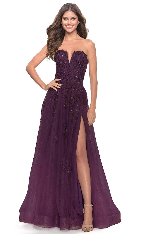 La Femme 31345 - Applique A-Line Tulle Gown Graduation party dresses