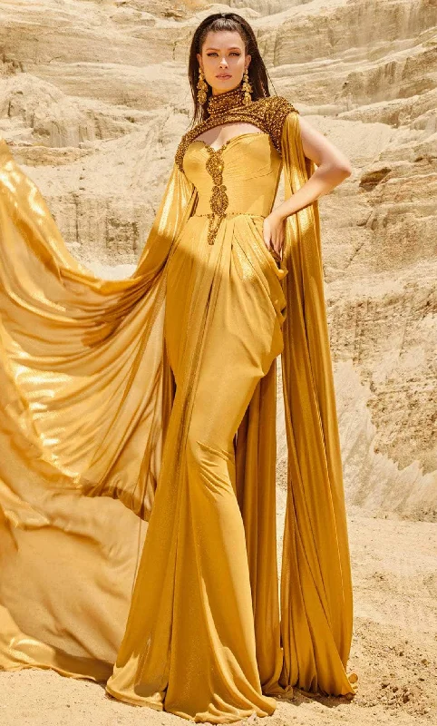 MNM COUTURE 2759 - High Neck Evening Gown With Cape Winter party dresses