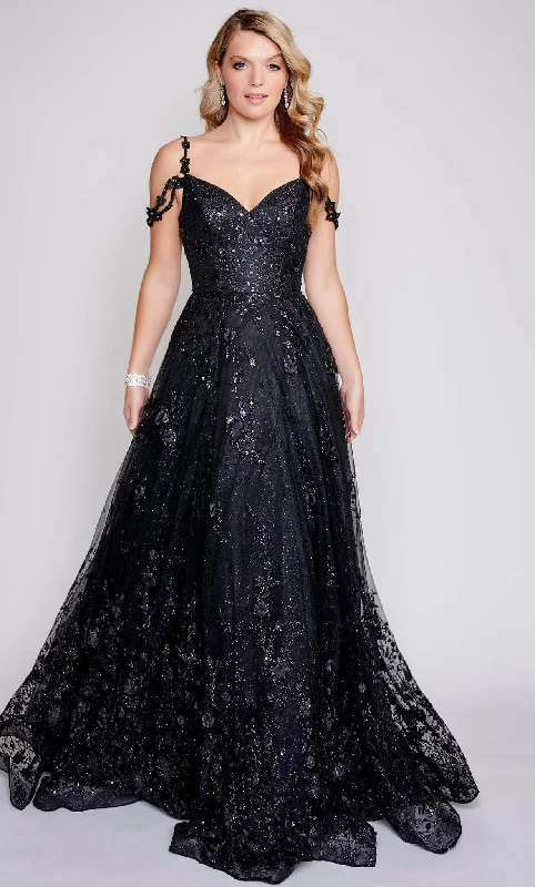 Nina Canacci 4305 - Cold Shoulder Sleeve A-line Gown Flowy party dresses