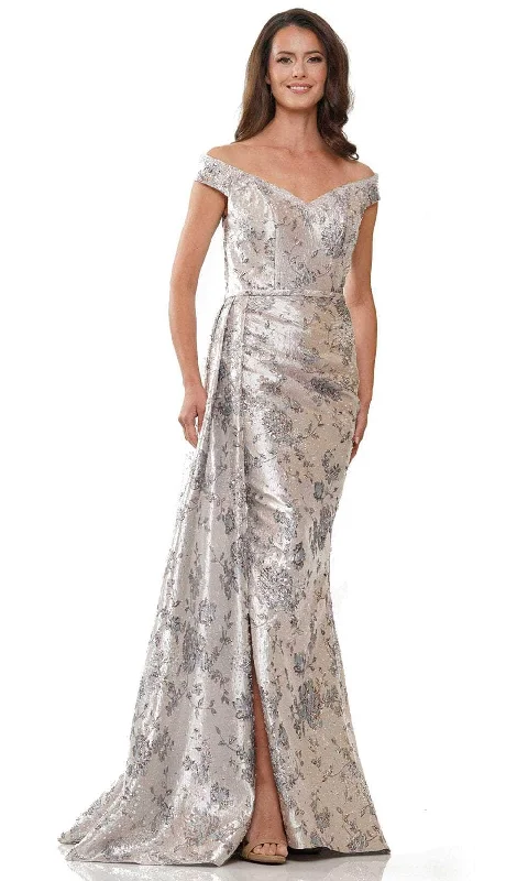 Rina di Montella RD2912 - Jacquard Off-Shoulder Long Gown Designer party dresses