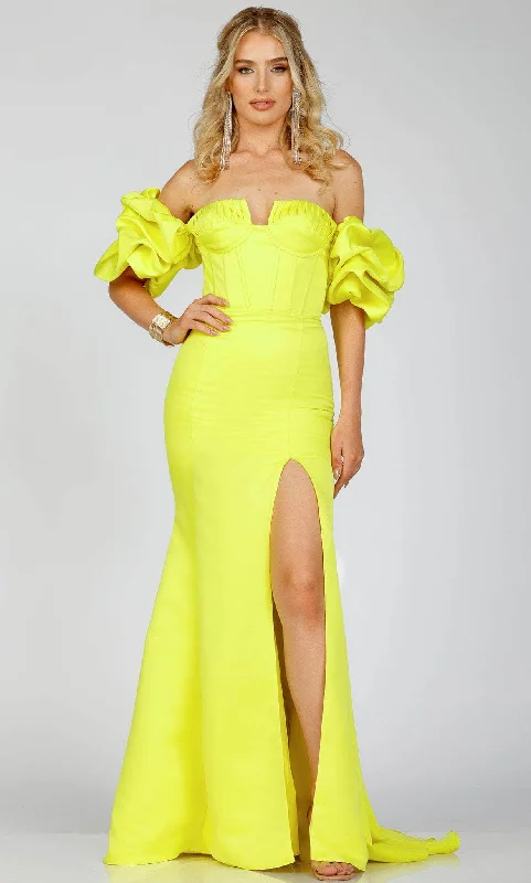 Terani Couture 231P0181 - Off-Shoulder Ruffled Sleeve Prom Gown Zara party dresses