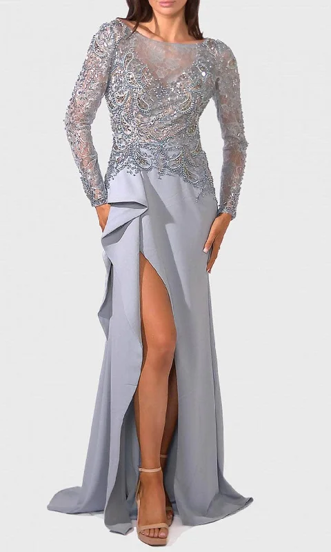 Terani Couture 241M2730 - Beaded Long Sleeve Evening Dress Cute floral print party dresses Terani Couture 241M2730 - Beaded Long Sleeve Evening Dress Cute floral print party dresses