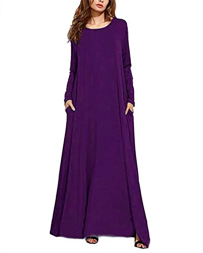 KIDSFORM Women Maxi Dress Long Sleeve Floral Baggy Ball Gown Solid Pocket Party Long Dresses Kaftan Preppy maxi dresses KIDSFORM Women Maxi Dress Long Sleeve Floral Baggy Ball Gown Solid Pocket Party Long Dresses Kaftan Preppy maxi dresses