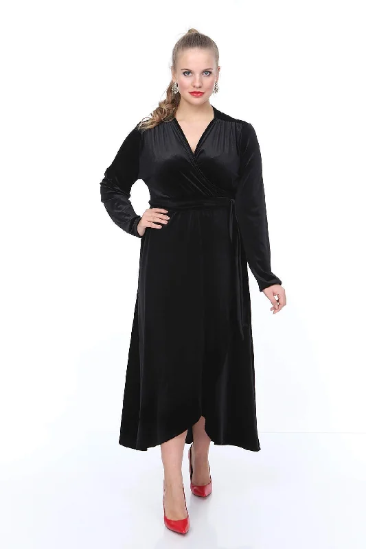 Large Size Long Velvet Dress NV3003 Tiered maxi dresses