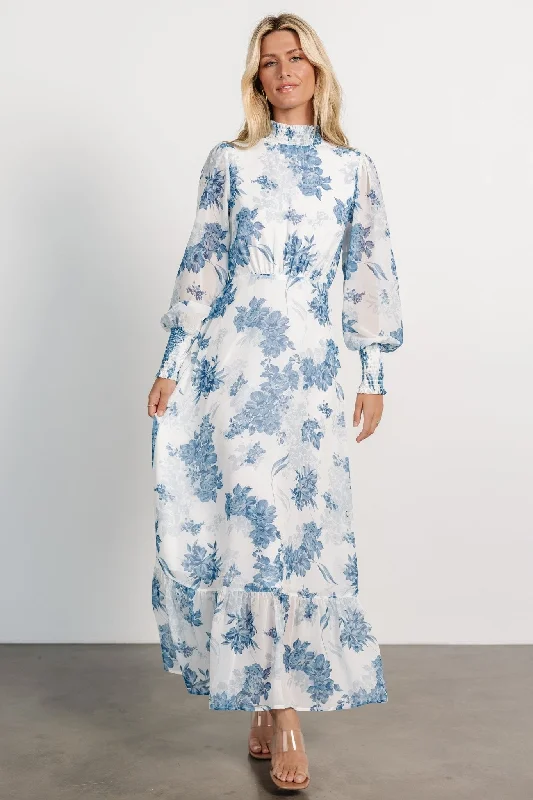 Luciana Maxi Dress | Off White + Blue Street style maxi dresses