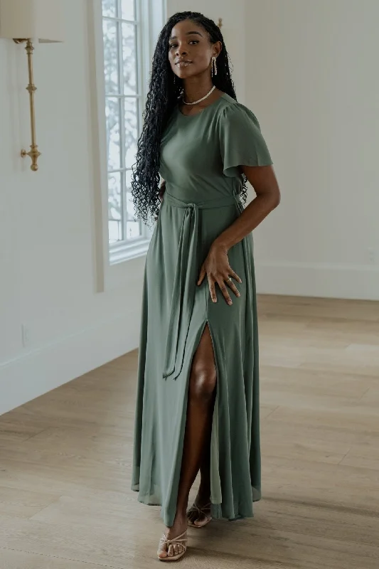 Naomi Short Sleeve Maxi Dress | Dark Sage Boho maxi dresses