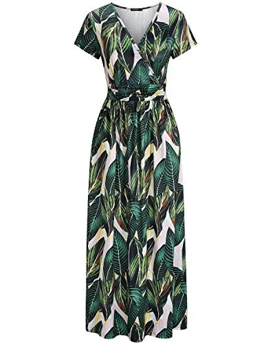OUGES Women's Summer Casual V Neck Short/Long Sleeve Floral Pattern Wrap Ladies Maxi Long Dress with Pockets ASOS maxi dresses OUGES Women's Summer Casual V Neck Short/Long Sleeve Floral Pattern Wrap Ladies Maxi Long Dress with Pockets ASOS maxi dresses