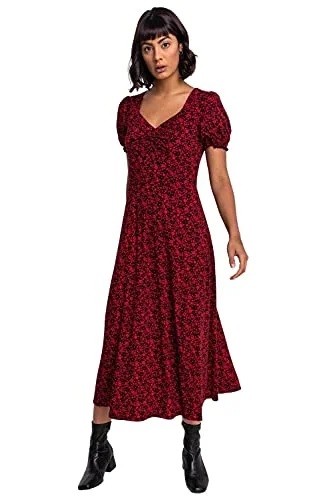 Women Ditsy Floral Print Dress Ladies Ruched Midi Maxi Long Length Short Sleeve Sweetheart Neck Flattering Gown Casual Summer Autumn Party Daywear Evening Elegant maxi dresses Women Ditsy Floral Print Dress Ladies Ruched Midi Maxi Long Length Short Sleeve Sweetheart Neck Flattering Gown Casual Summer Autumn Party Daywear Evening Elegant maxi dresses