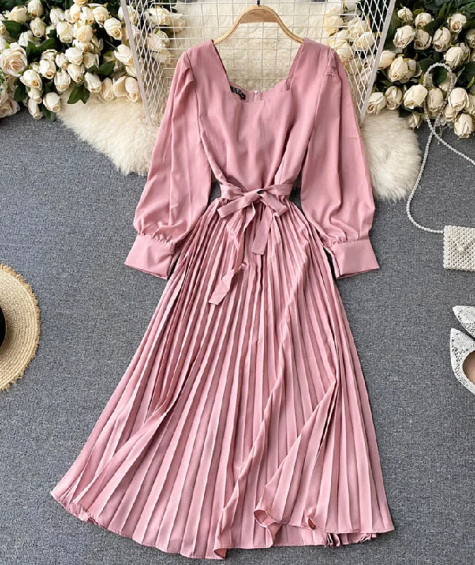 Simple A line long sleeve dress  997 Winter maxi dresses