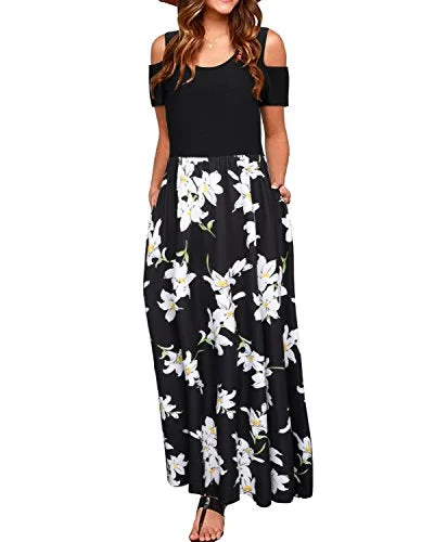STYLEWORD Women's Summer Cold Shoulder Floral Print Elegant Maxi Long/Short Dress with Pocket Fashion Nova maxi dresses STYLEWORD Women's Summer Cold Shoulder Floral Print Elegant Maxi Long/Short Dress with Pocket Fashion Nova maxi dresses