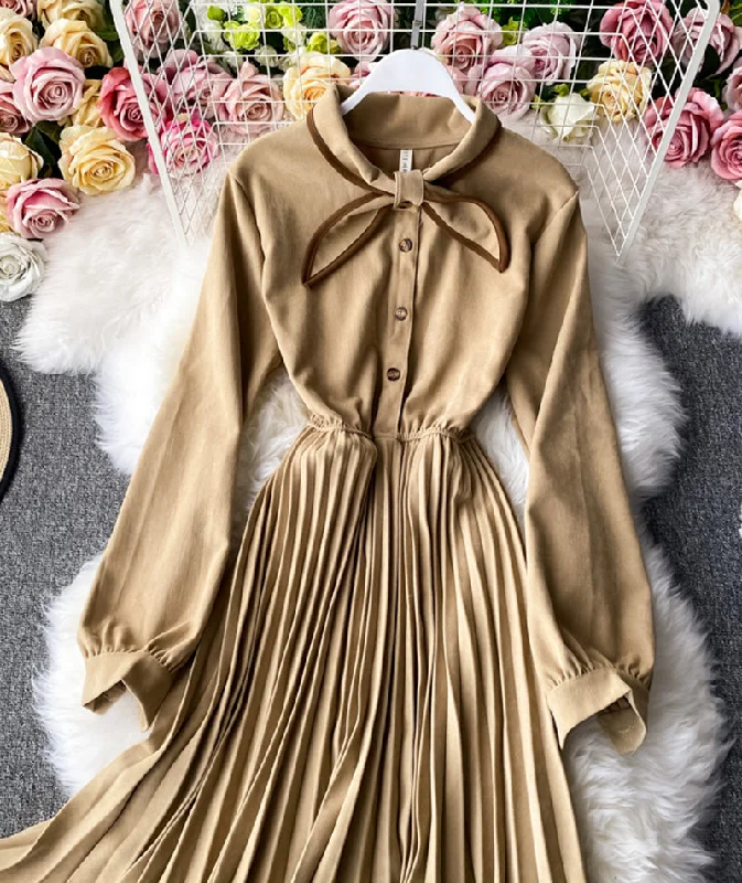 Stylish autumn long sleeve dress A line dress  984 Best maxi dresses for petites