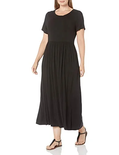 Women's Short-Sleeve Waisted Maxi Dress Fall maxi dresses