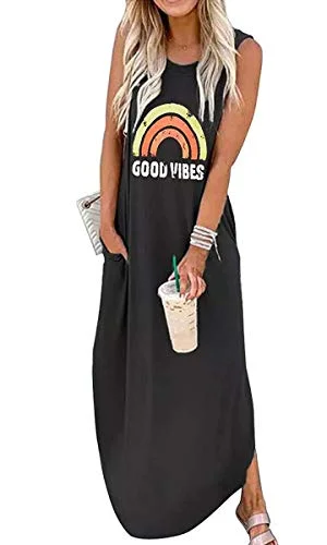 Ykomow Spring Summer Good Vibes Rainbow Maxi Dress Womens Sleeveless Graphic Beach T Shirt Dresses Forever 21 maxi dresses Ykomow Spring Summer Good Vibes Rainbow Maxi Dress Womens Sleeveless Graphic Beach T Shirt Dresses Forever 21 maxi dresses
