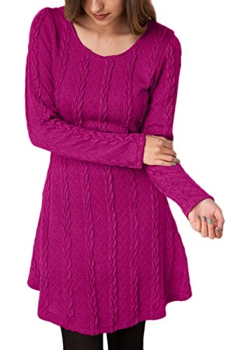 YMING Women's jumper dress, A-line knitted dresses, long sleeve winter dress. - Red - Small Silk maxi dresses YMING Women's jumper dress, A-line knitted dresses, long sleeve winter dress. - Red - Small Silk maxi dresses