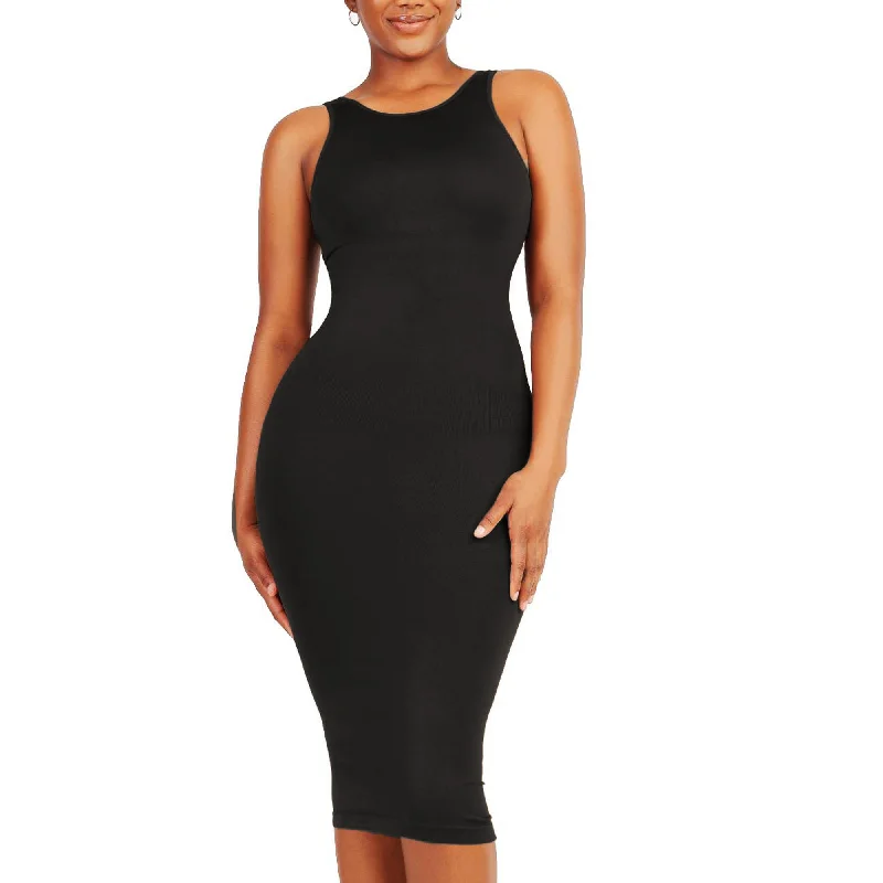 Dresses for Women 2024 Tummy Control Shapewear I Midi Sleeveless High Neck Sculpting Dress Luxury midi dresses