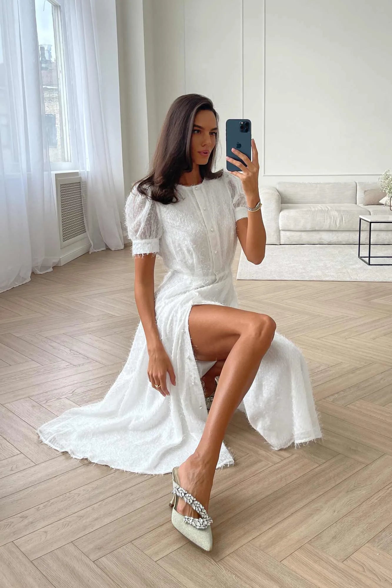 Sequin Button Front Midi Dress Spring midi dresses