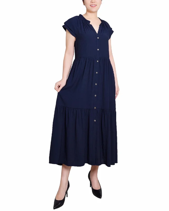 Short Sleeve Slubbed Midi Dress Best midi dresses for elegant looks