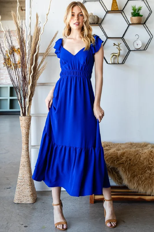 Reborn J Tie Back Sleeveless Ruffled Midi Dress Summer party midi dresses