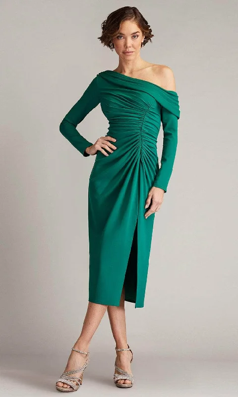 Tadashi Shoji BOS24637MD - Blume Gathered Midi Asymmetric Dress Office midi dresses