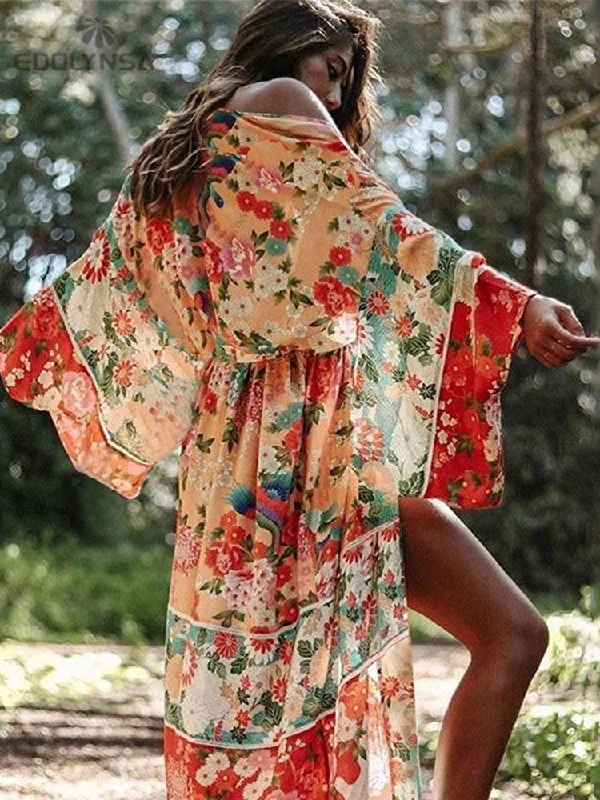 CHICDEAR 2023 Bohemian Floral Printed Front Open Summer Women Beach Wear Wrap Dress Chiffon Tunic Sexy Sarongs Robe De Plage Pareo Q751 Chic floral dresses CHICDEAR 2023 Bohemian Floral Printed Front Open Summer Women Beach Wear Wrap Dress Chiffon Tunic Sexy Sarongs Robe De Plage Pareo Q751 Chic floral dresses