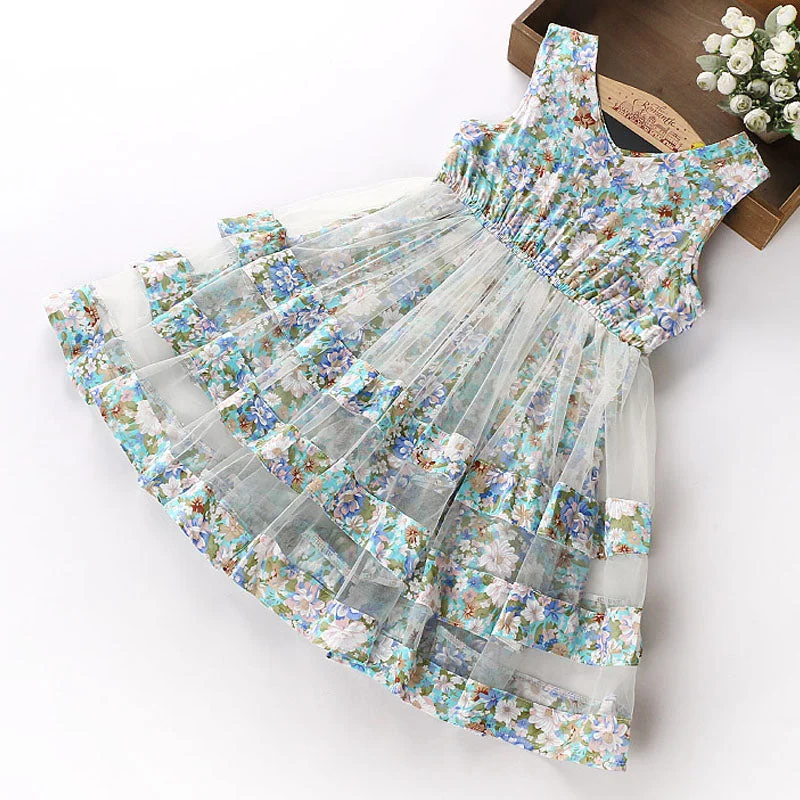 Aqua Floral Overlay Dress Office floral dresses