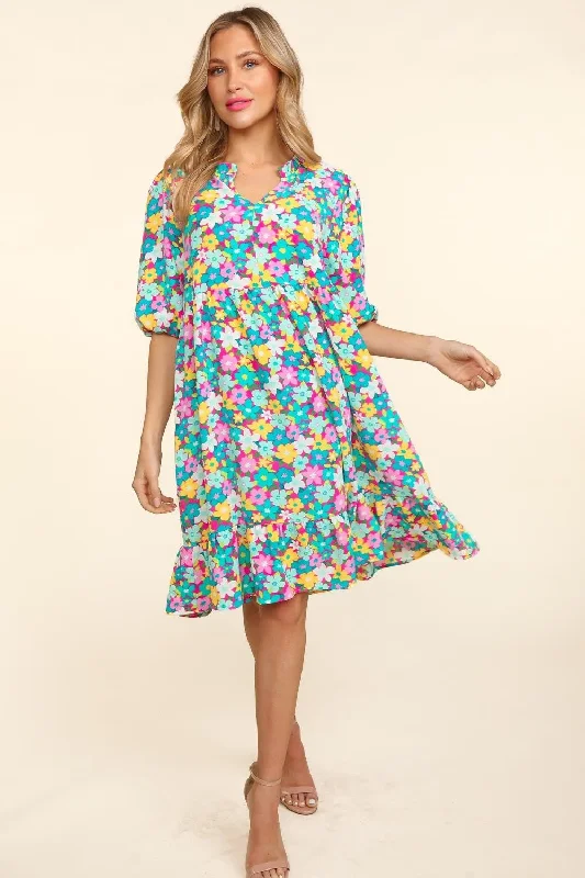 Blue Zone Planet | Haptics Bubble Sleeve Floral Ruffled Dress Must-have floral dresses for this season Blue Zone Planet | Haptics Bubble Sleeve Floral Ruffled Dress Must-have floral dresses for this season