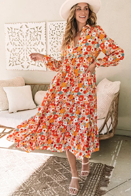 Blue Zone Planet | Multicolor Boho Floral Collared Long Sleeve Ruffled Dress Best floral dresses for beach vacations Blue Zone Planet | Multicolor Boho Floral Collared Long Sleeve Ruffled Dress Best floral dresses for beach vacations