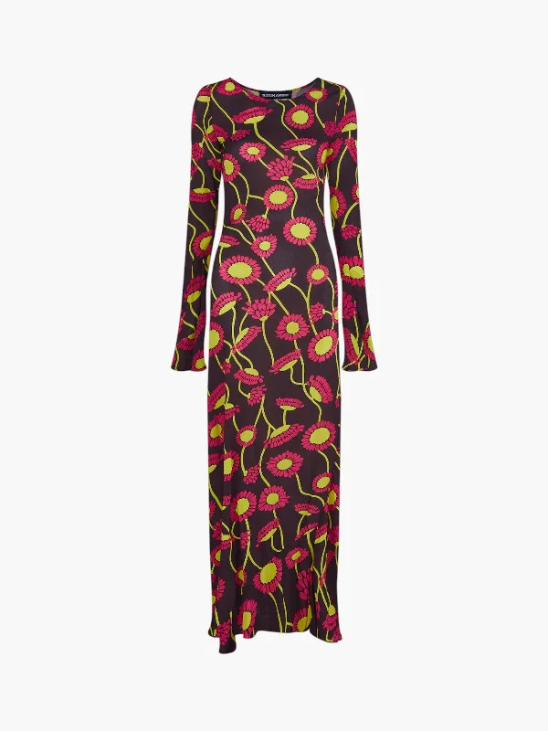 EXCLUSIVE Maria Long Dress | Burgundy Pop Floral Party floral dresses