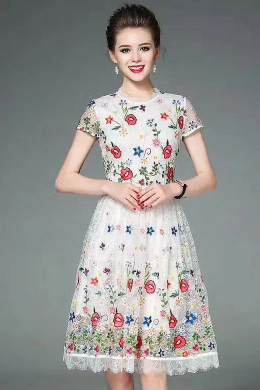 Floral Embroidered Lace Dress Anniversary floral dresses