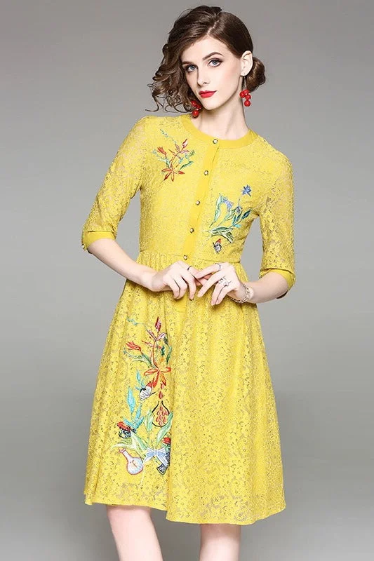 Floral Embroidered Lace Dress Wedding floral dresses