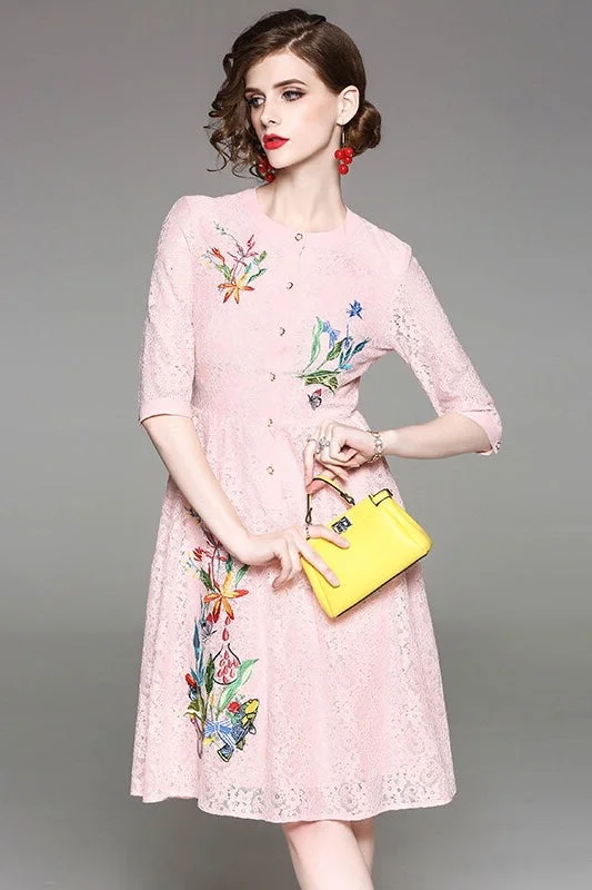 Floral Embroidered Lace Dress Outdoor floral dresses