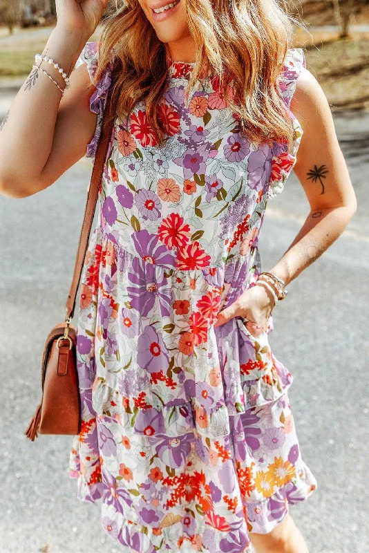 Floral Ruffled Tiered Dress Tulle floral dresses