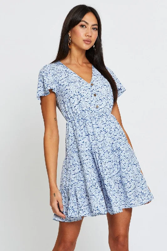 Geo Print Floral Skater Dress Vintage floral dresses