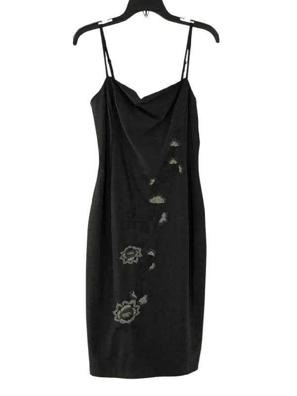 Karen Millen Size 10 Gray Floral Embroidered Dress Edgy floral dresses