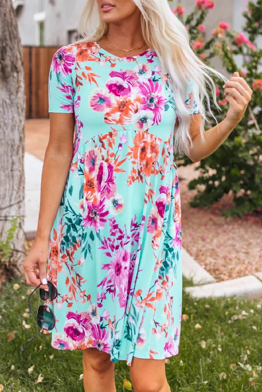 Short Sleeve High Waist Floral T-shirt Dress Sexy floral print dresses
