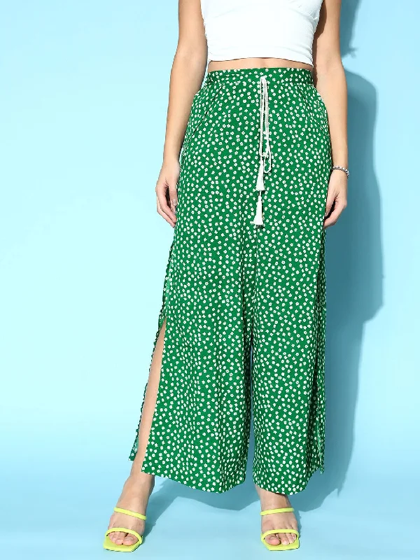 Berrylush Women Green & White Floral Printed Mid-Rise Tie-Up Waist Side-Slit Tapered Regular Trousers Preppy floral dresses Berrylush Women Green & White Floral Printed Mid-Rise Tie-Up Waist Side-Slit Tapered Regular Trousers Preppy floral dresses
