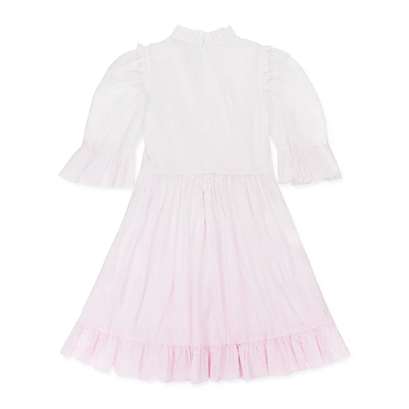 EXCLUSIVE DIP DYE SHORT PRAIRIE WHITE PINK DAY DRESS Mini Skirt Chic