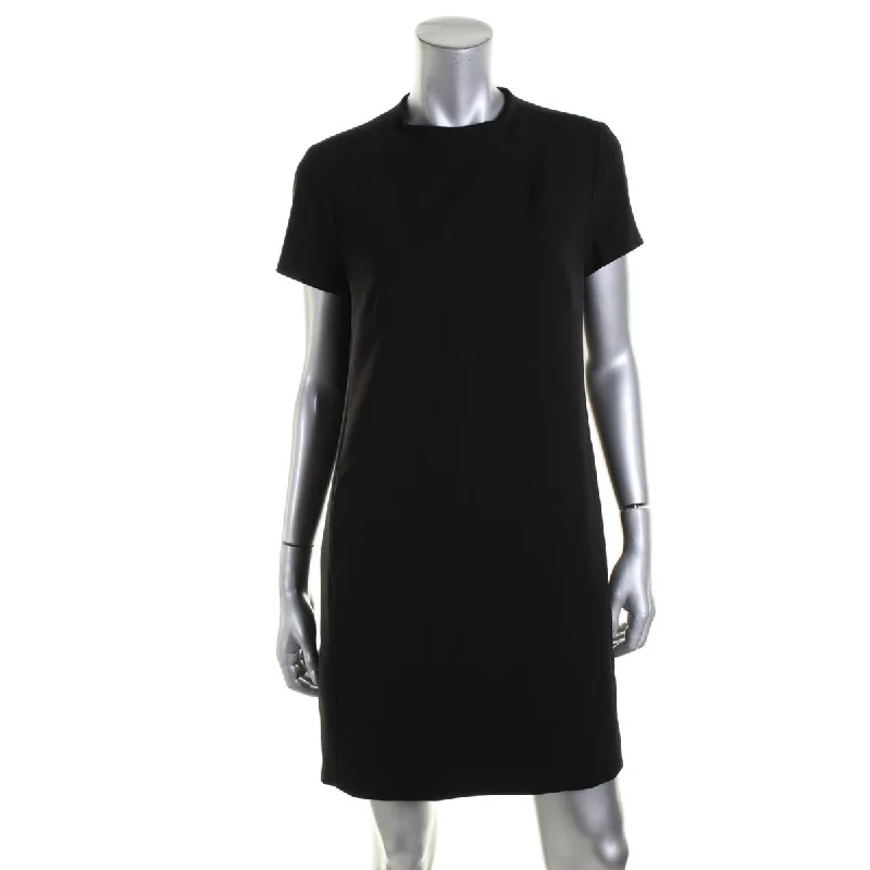 Jasneah Womens Funnel Neck Short Sleeves Mini Dress Mini Skirt with Belt