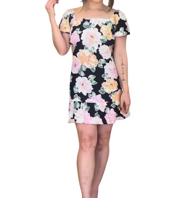 Meadows Mini Dress In Black Multi Wrap Mini Skirt