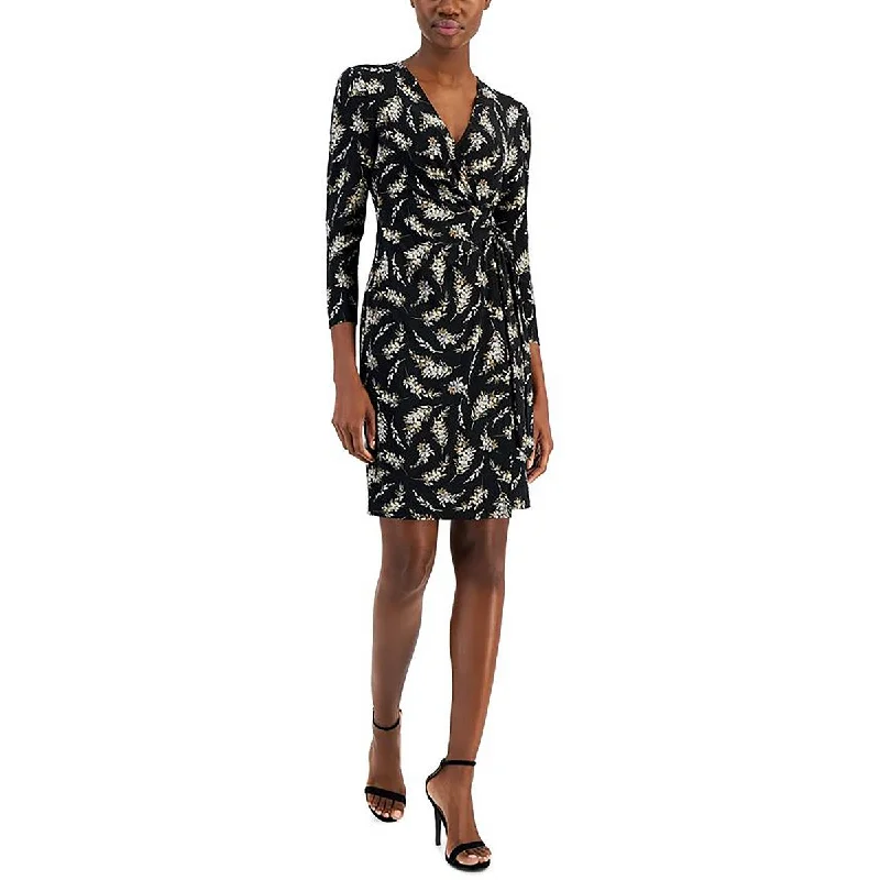 Womens Wrap Mini Wrap Dress High-waist Denim Skirt