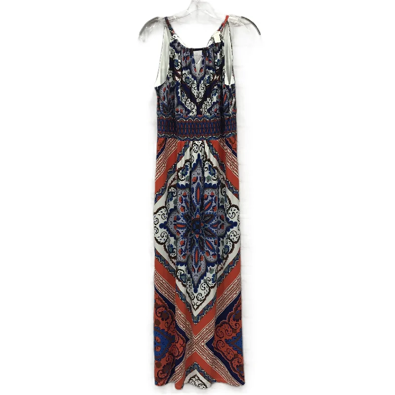Blue Red & White Dress Casual Maxi By Chicos, Size: S Front Slit Maxi
